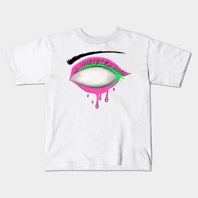 Neon Psychedelic Slime Eye Kids T-Shirt by RavenRarities